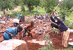 Villagers helped to prepare the ground