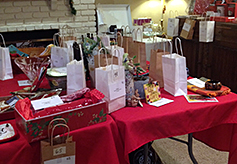 Gift table at Christmas raffle