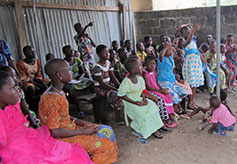 Children Attending Sunday School in Temporary Building